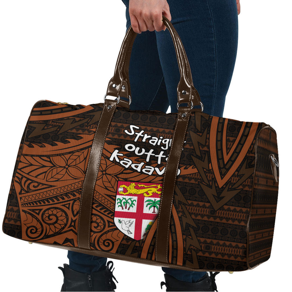 Straight Outta Kadavu Fiji Travel Bag Tribal Polynesian Tattoo Coat Of Arms Flag