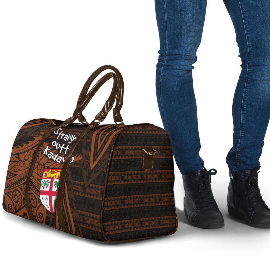 Straight Outta Kadavu Fiji Travel Bag Tribal Polynesian Tattoo Coat Of Arms Flag