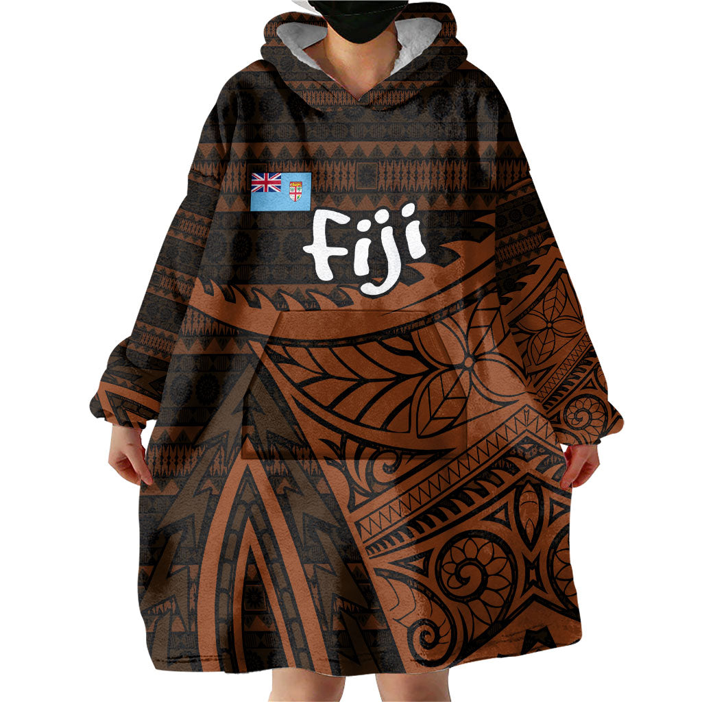 Straight Outta Kadavu Fiji Wearable Blanket Hoodie Tribal Polynesian Tattoo Coat Of Arms Flag