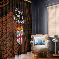 Straight Outta Kadavu Fiji Window Curtain Tribal Polynesian Tattoo Coat Of Arms Flag