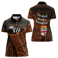 Straight Outta Kadavu Fiji Women Polo Shirt Tribal Polynesian Tattoo Coat Of Arms Flag