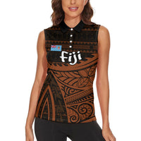 Straight Outta Kadavu Fiji Women Sleeveless Polo Shirt Tribal Polynesian Tattoo Coat Of Arms Flag