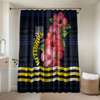 Kiribati Bathroom Set Tropical Pink Hibiscus Flowers Polynesian Tribal TS04 Shower Curtain Only Blue Black - Polynesian Pride