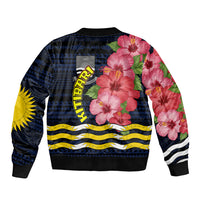 Kiribati Bomber Jacket Tropical Pink Hibiscus Flowers Polynesian Tribal TS04 - Polynesian Pride