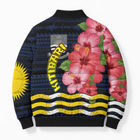 Kiribati Bomber Puffer Jacket Tropical Pink Hibiscus Flowers Polynesian Tribal TS04 - Polynesian Pride