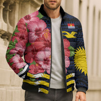 Kiribati Bomber Puffer Jacket Tropical Pink Hibiscus Flowers Polynesian Tribal TS04 - Polynesian Pride