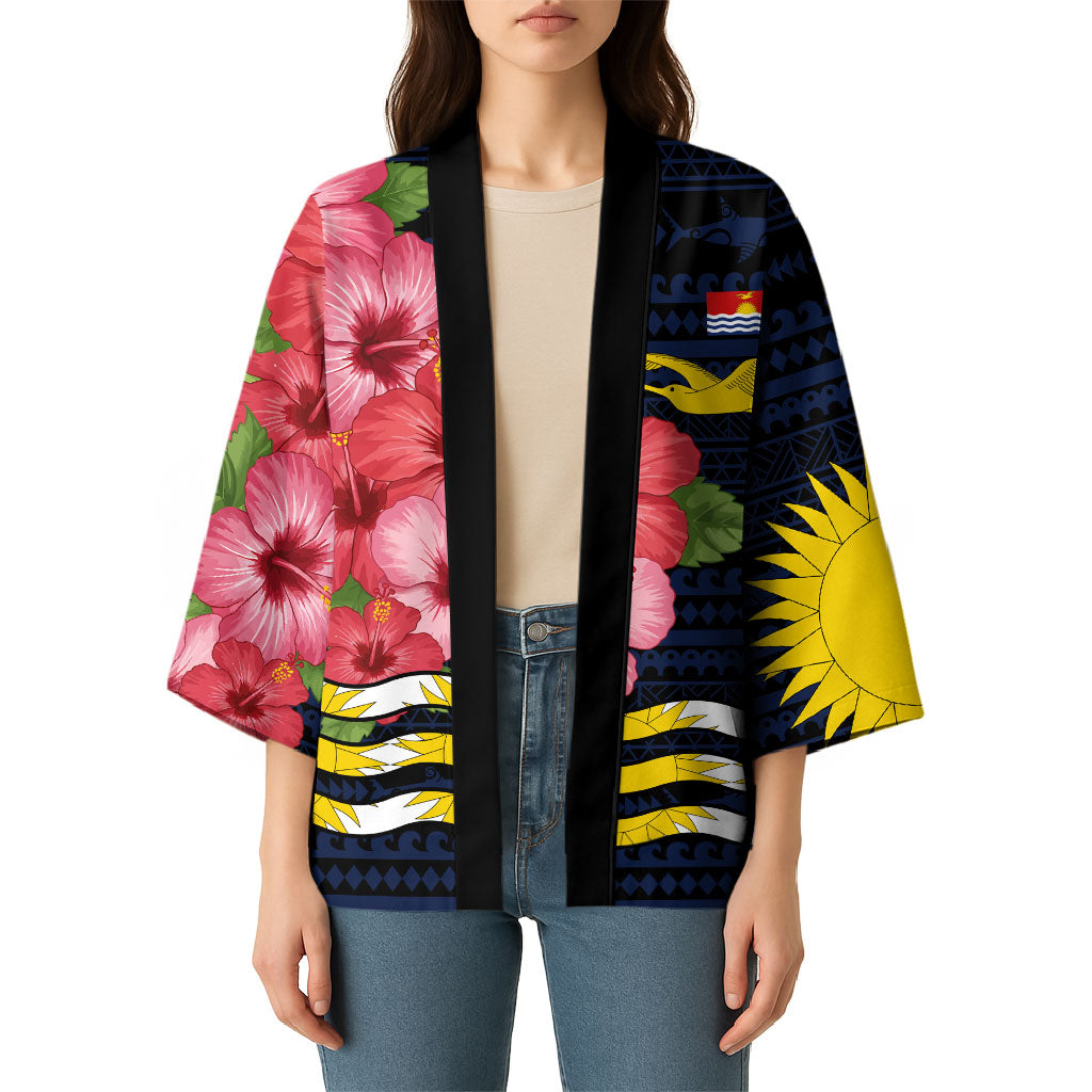 Kiribati Kimono Tropical Pink Hibiscus Flowers Polynesian Tribal TS04 - Polynesian Pride