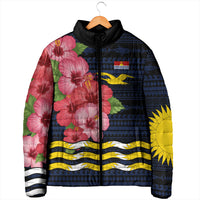 Kiribati Padded Jacket Tropical Pink Hibiscus Flowers Polynesian Tribal TS04 - Polynesian Pride