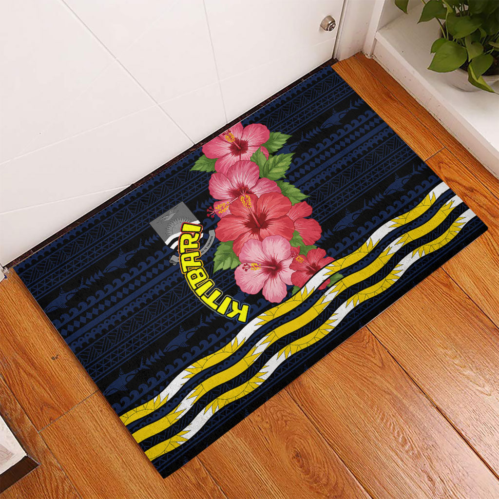 Kiribati Rubber Doormat Tropical Pink Hibiscus Flowers Polynesian Tribal TS04 - Polynesian Pride