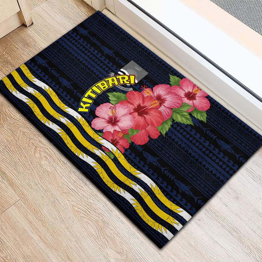 Kiribati Rubber Doormat Tropical Pink Hibiscus Flowers Polynesian Tribal TS04 - Polynesian Pride