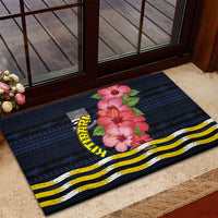 Kiribati Rubber Doormat Tropical Pink Hibiscus Flowers Polynesian Tribal TS04 - Polynesian Pride