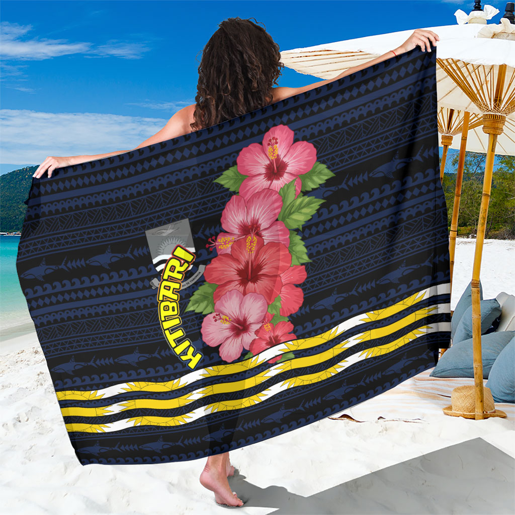 Kiribati Sarong Tropical Pink Hibiscus Flowers Polynesian Tribal TS04 One Size 44 x 66 inches Blue Black - Polynesian Pride