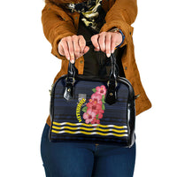 Kiribati Shoulder Handbag Tropical Pink Hibiscus Flowers Polynesian Tribal TS04 One Size Blue Black - Polynesian Pride