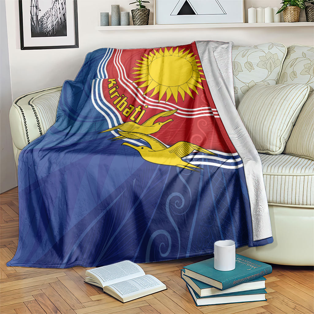 Kiribati Flag Coat Of Arms Blanket Sun Rising Frigatebird Pacific Island Tribal Pattern TS04 Red Yellow - Polynesian Pride
