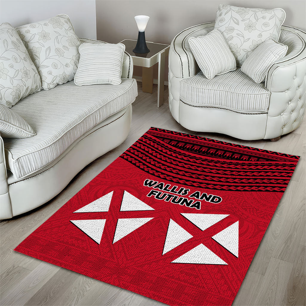Wallis And Futuna Area Rug Polynesian Tattoo Flag Map