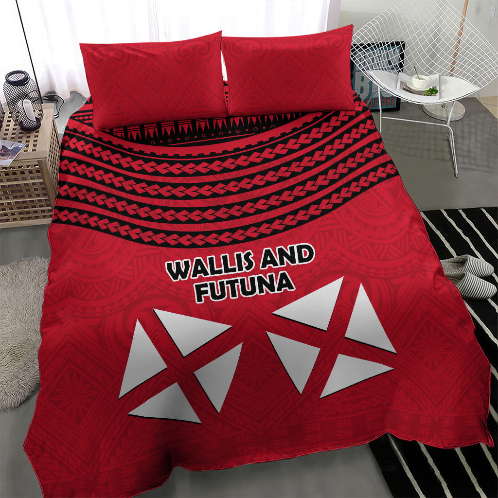 Wallis And Futuna Bedding Set Polynesian Tattoo Flag Map