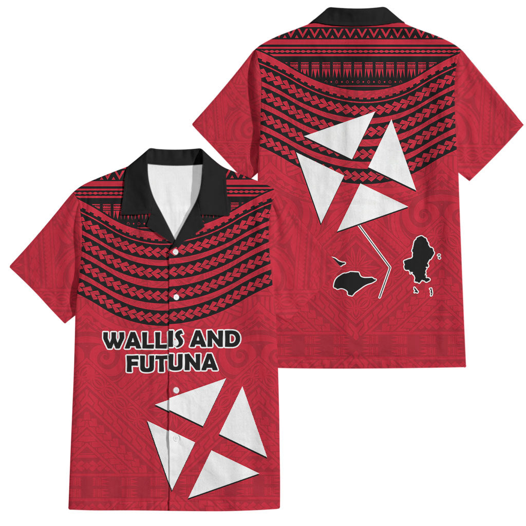 Wallis And Futuna Family Matching Long Sleeve Bodycon Dress and Hawaiian Shirt Polynesian Tattoo Flag Map