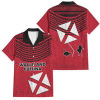 Wallis And Futuna Family Matching Off The Shoulder Long Sleeve Dress and Hawaiian Shirt Polynesian Tattoo Flag Map