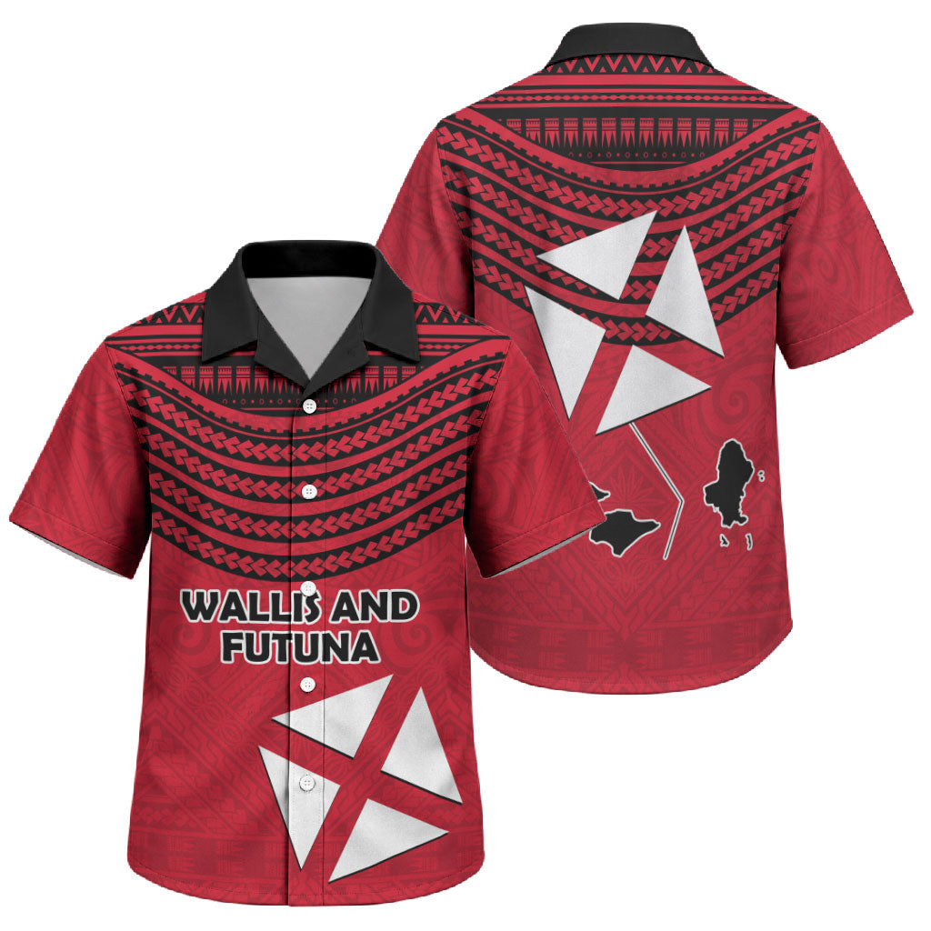 Wallis And Futuna Family Matching Off The Shoulder Long Sleeve Dress and Hawaiian Shirt Polynesian Tattoo Flag Map