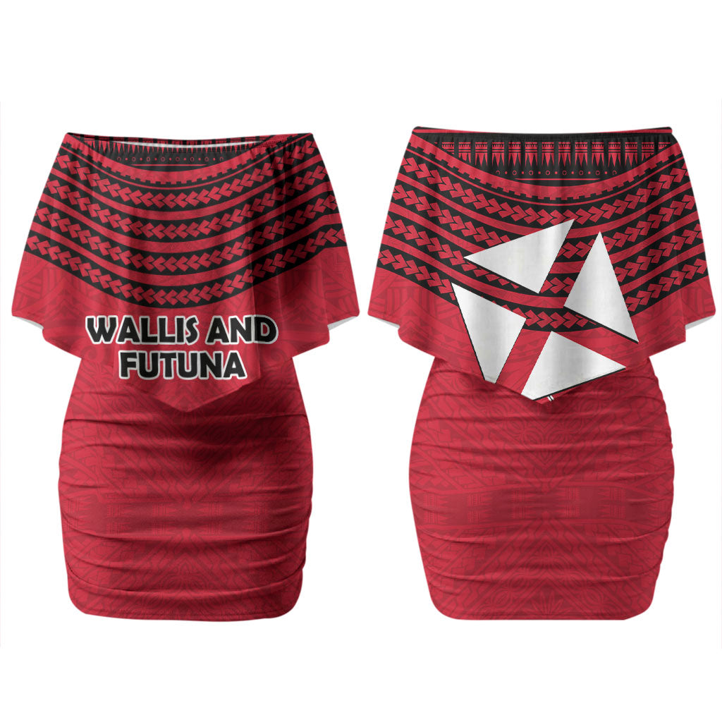 Wallis And Futuna Family Matching Off Shoulder Short Dress and Hawaiian Shirt Polynesian Tattoo Flag Map