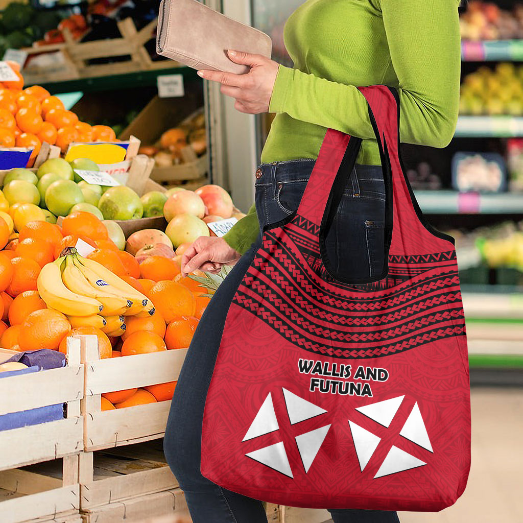 Wallis And Futuna Grocery Bag Polynesian Tattoo Flag Map