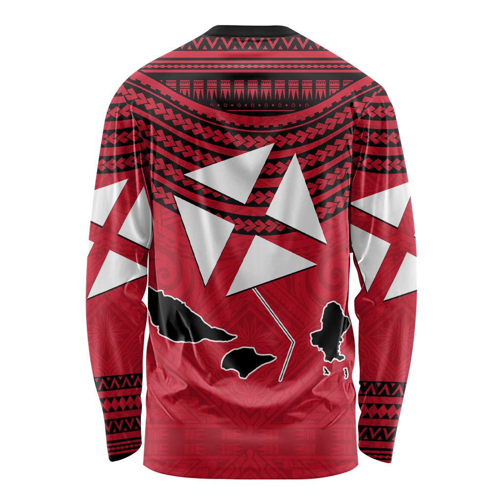Wallis And Futuna Long Sleeve Shirt Polynesian Tattoo Flag Map