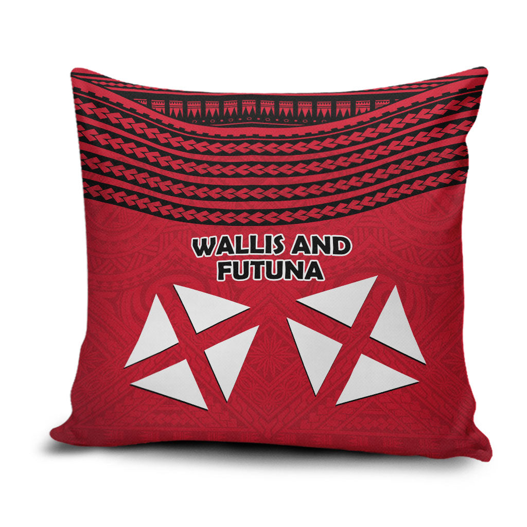 Wallis And Futuna Pillow Cover Polynesian Tattoo Flag Map TS04 Red Black - Polynesian Pride