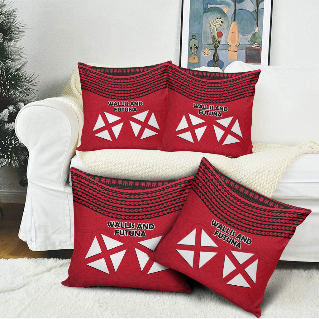 Wallis And Futuna Pillow Cover Polynesian Tattoo Flag Map