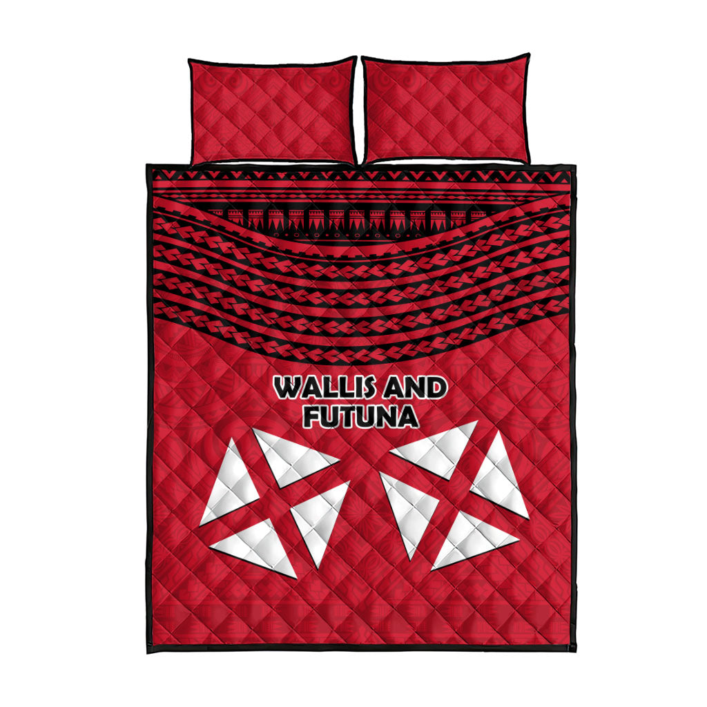 Wallis And Futuna Quilt Bed Set Polynesian Tattoo Flag Map