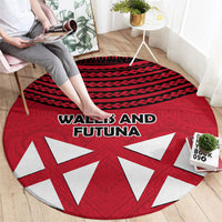 Wallis And Futuna Round Carpet Polynesian Tattoo Flag Map