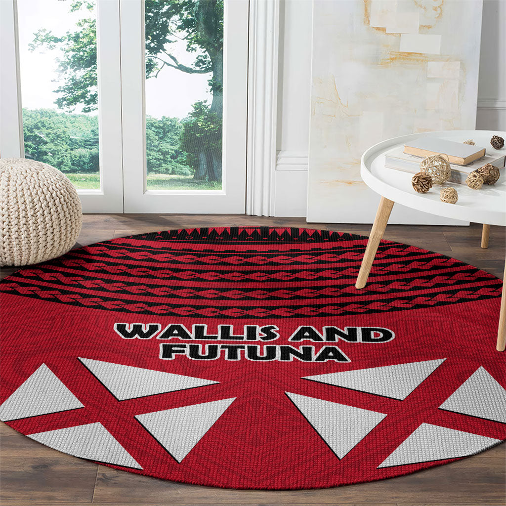 Wallis And Futuna Round Carpet Polynesian Tattoo Flag Map