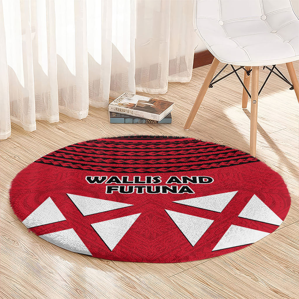 Wallis And Futuna Round Carpet Polynesian Tattoo Flag Map