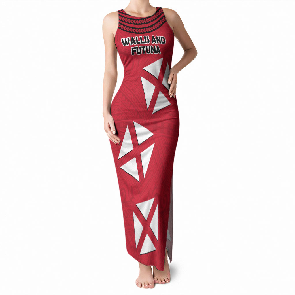 Wallis And Futuna Tank Maxi Dress Polynesian Tattoo Flag Map
