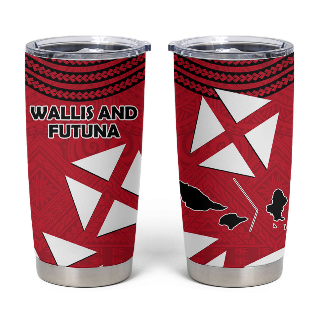 Wallis And Futuna Tumbler Cup Polynesian Tattoo Flag Map