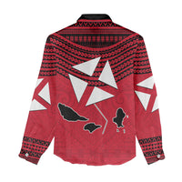 Wallis And Futuna Women Casual Shirt Polynesian Tattoo Flag Map