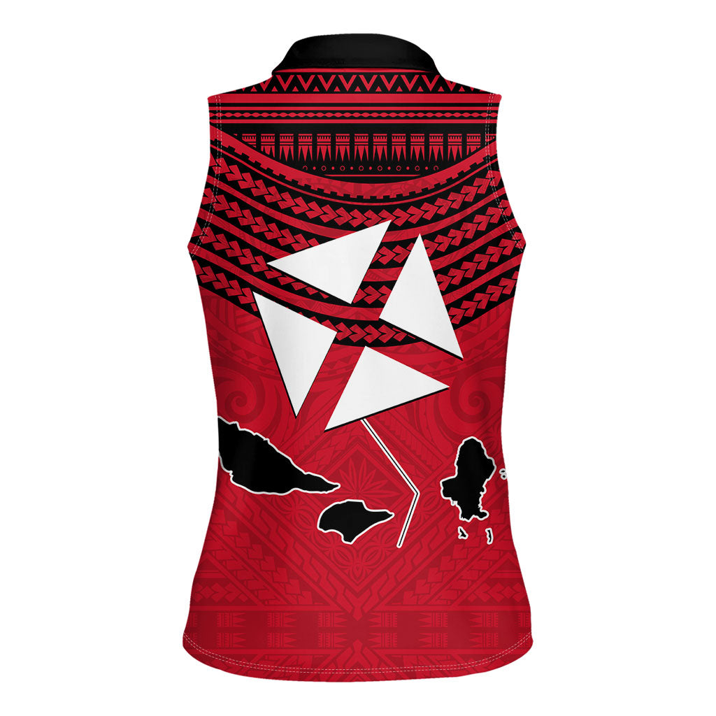 Wallis And Futuna Women Sleeveless Polo Shirt Polynesian Tattoo Flag Map