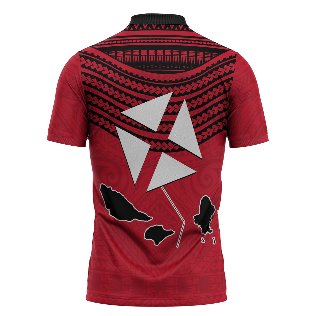 Wallis And Futuna Zipper Polo Shirt Polynesian Tattoo Flag Map