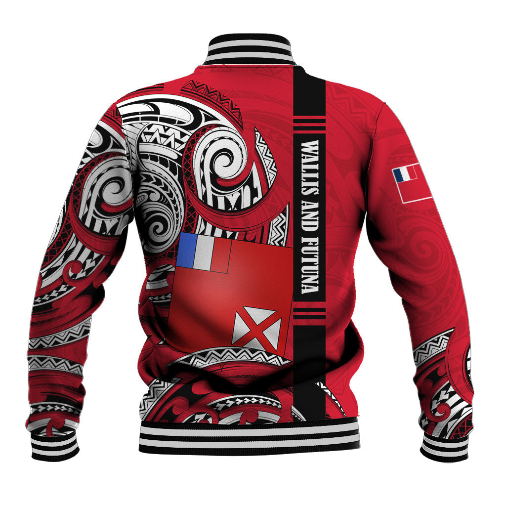 Wallis And Futuna Baseball Jacket Tribal Polynesian Tattoo Flag Motif