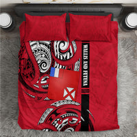 Wallis And Futuna Bedding Set Tribal Polynesian Tattoo Flag Motif