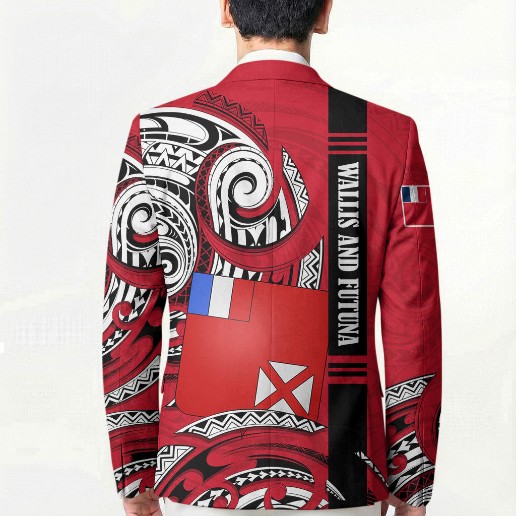 Wallis And Futuna Blazer Tribal Polynesian Tattoo Flag Motif