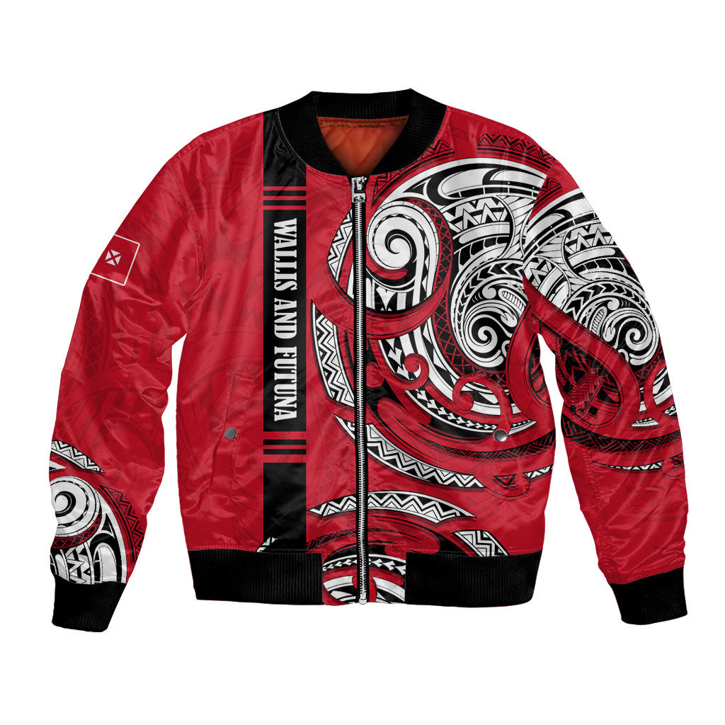 Wallis And Futuna Bomber Jacket Tribal Polynesian Tattoo Flag Motif