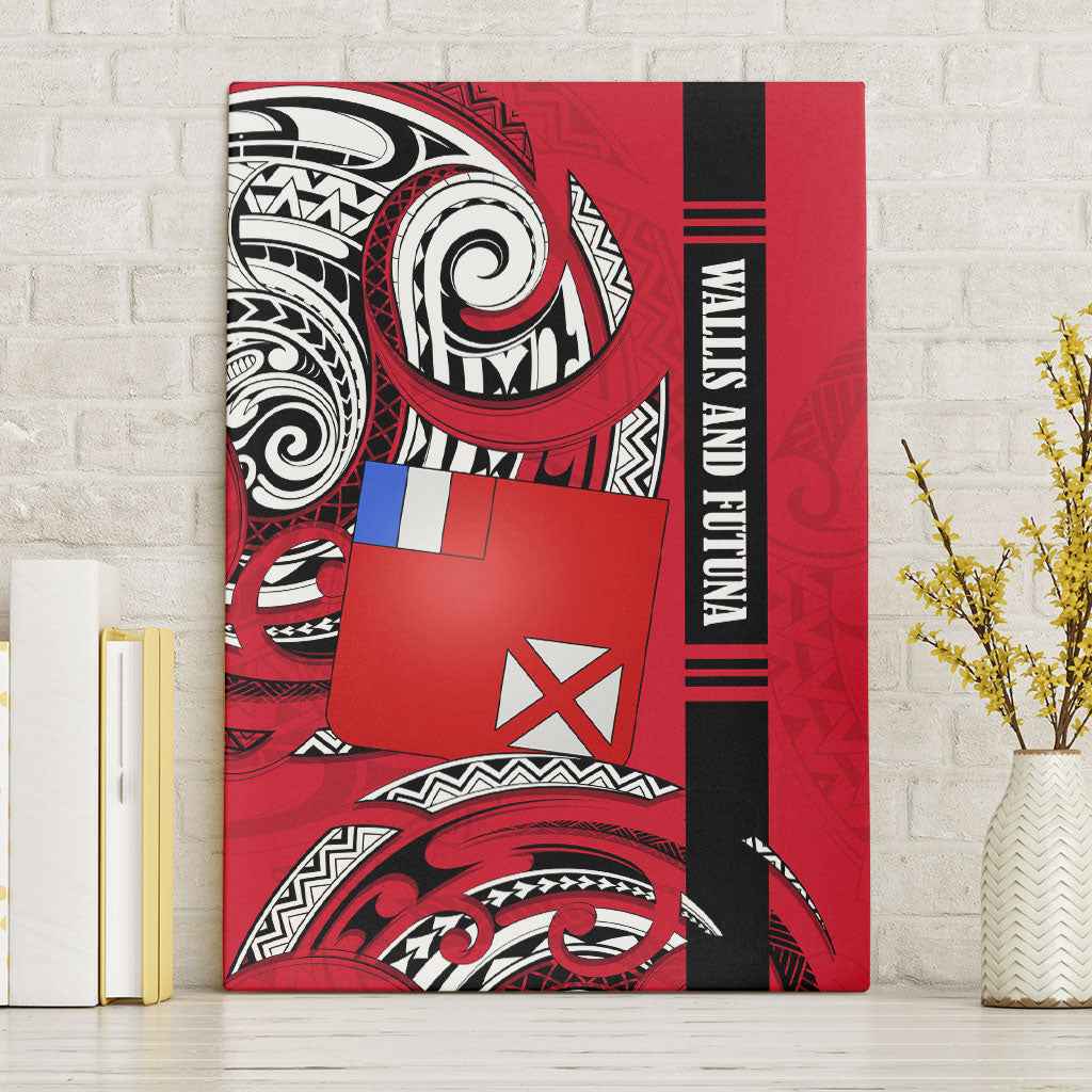 Wallis And Futuna Canvas Wall Art Tribal Polynesian Tattoo Flag Motif TS04 Without Frame Red Black - Polynesian Pride
