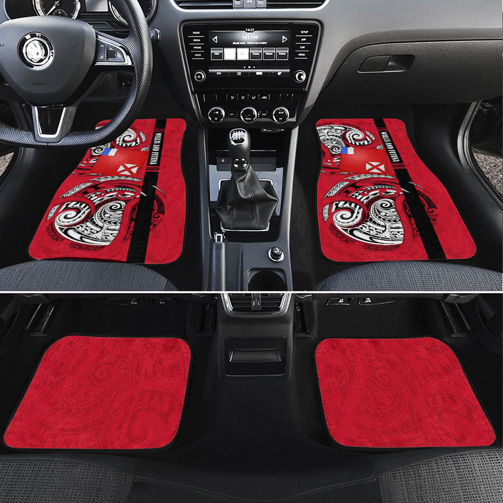Wallis And Futuna Car Mats Tribal Polynesian Tattoo Flag Motif TS04 Set 4pcs Red Black - Polynesian Pride