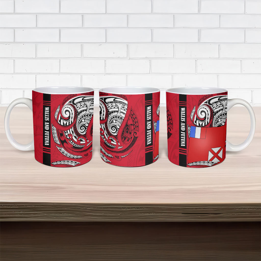 Wallis And Futuna Ceramic Mug Tribal Polynesian Tattoo Flag Motif