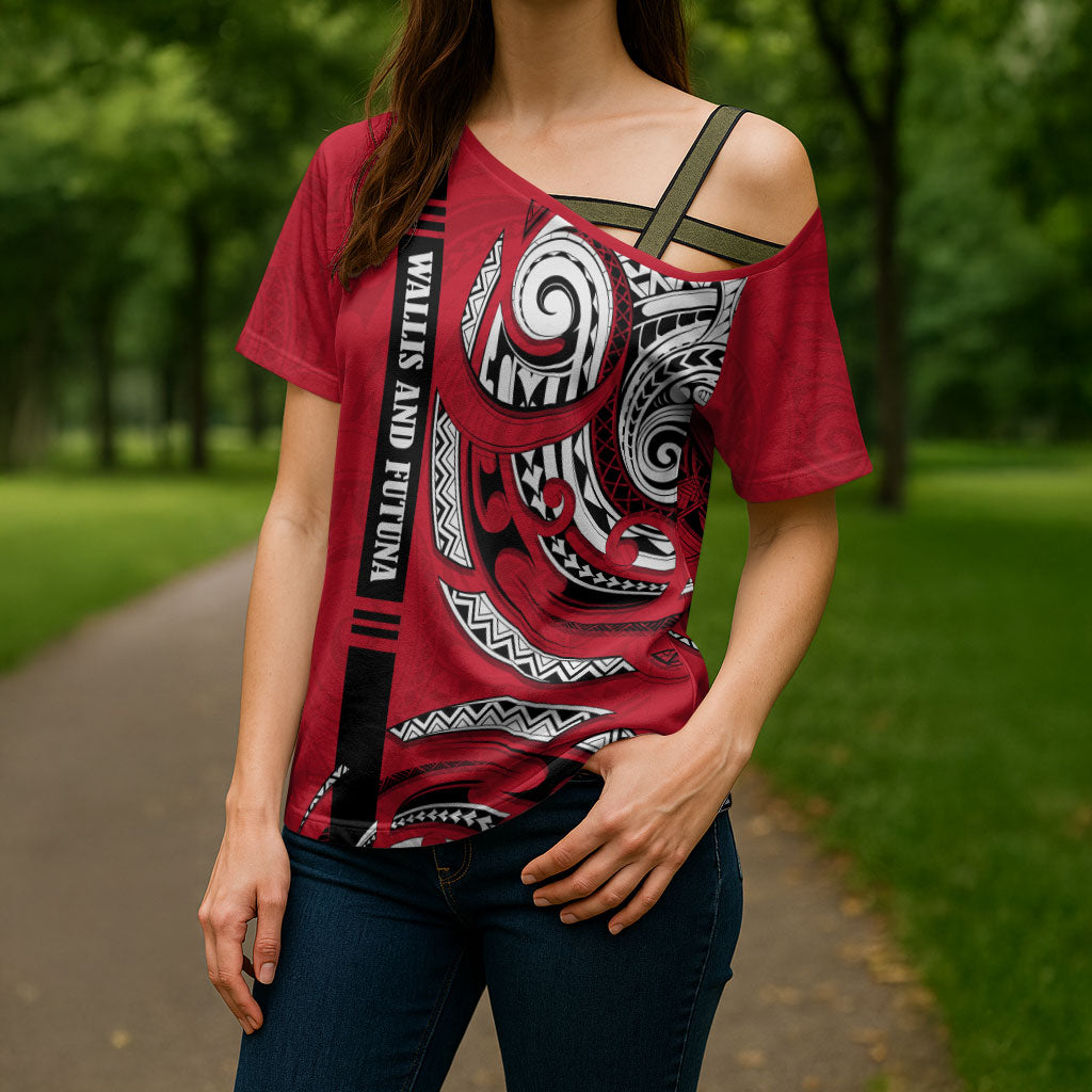 Wallis And Futuna Cross Shoulder Shirt Tribal Polynesian Tattoo Flag Motif
