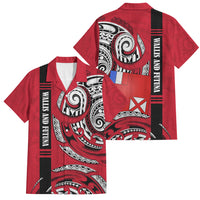 Wallis And Futuna Family Matching Long Sleeve Bodycon Dress and Hawaiian Shirt Tribal Polynesian Tattoo Flag Motif