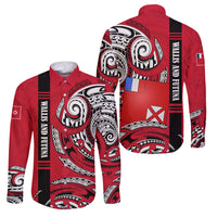 Wallis And Futuna Family Matching Off Shoulder Maxi Dress and Hawaiian Shirt Tribal Polynesian Tattoo Flag Motif