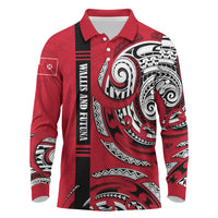 Wallis And Futuna Long Sleeve Polo Shirt Tribal Polynesian Tattoo Flag Motif