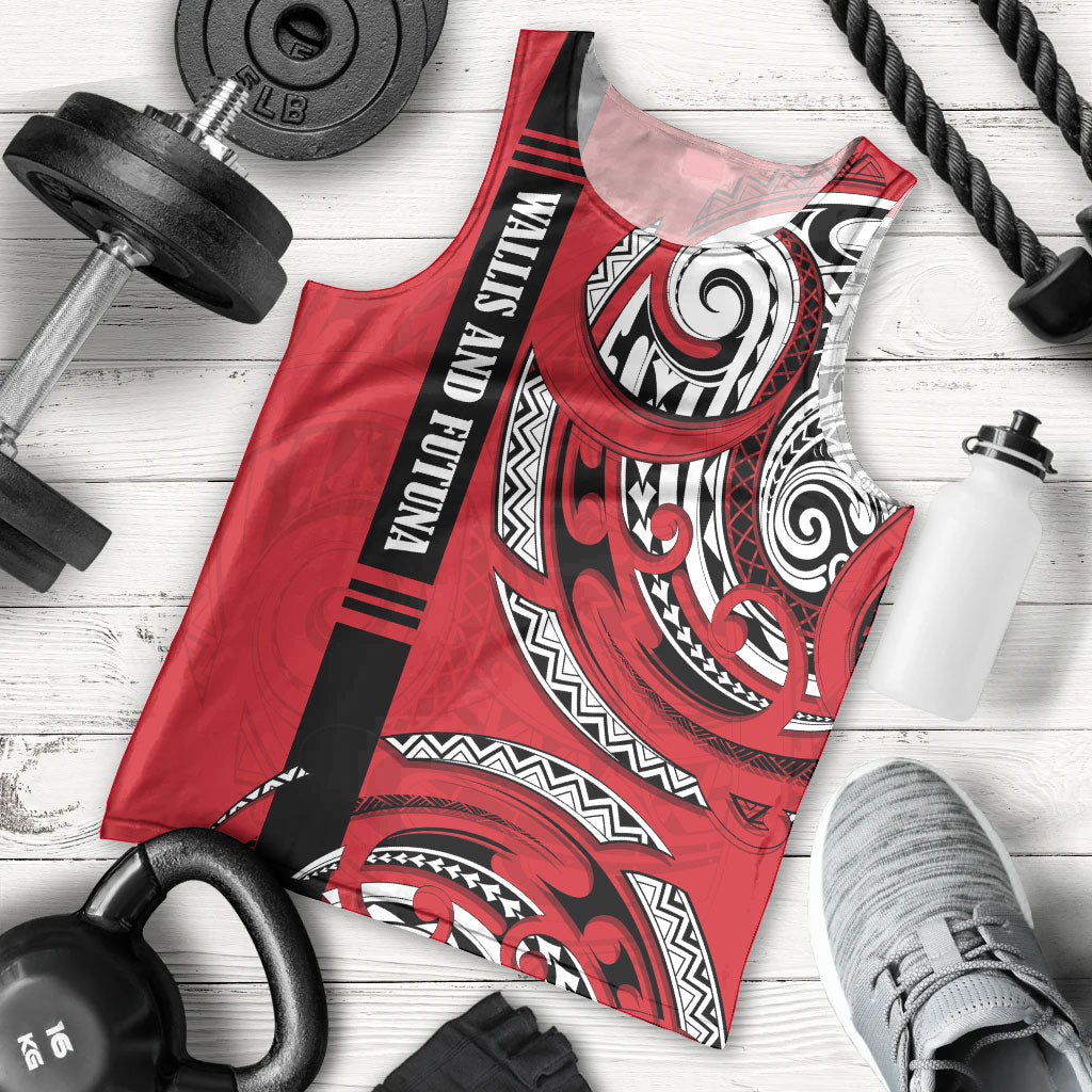 Wallis And Futuna Men Tank Top Tribal Polynesian Tattoo Flag Motif