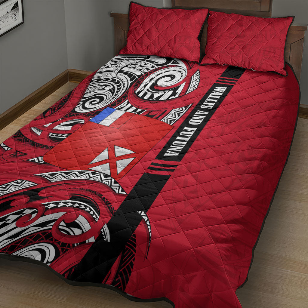 Wallis And Futuna Quilt Bed Set Tribal Polynesian Tattoo Flag Motif